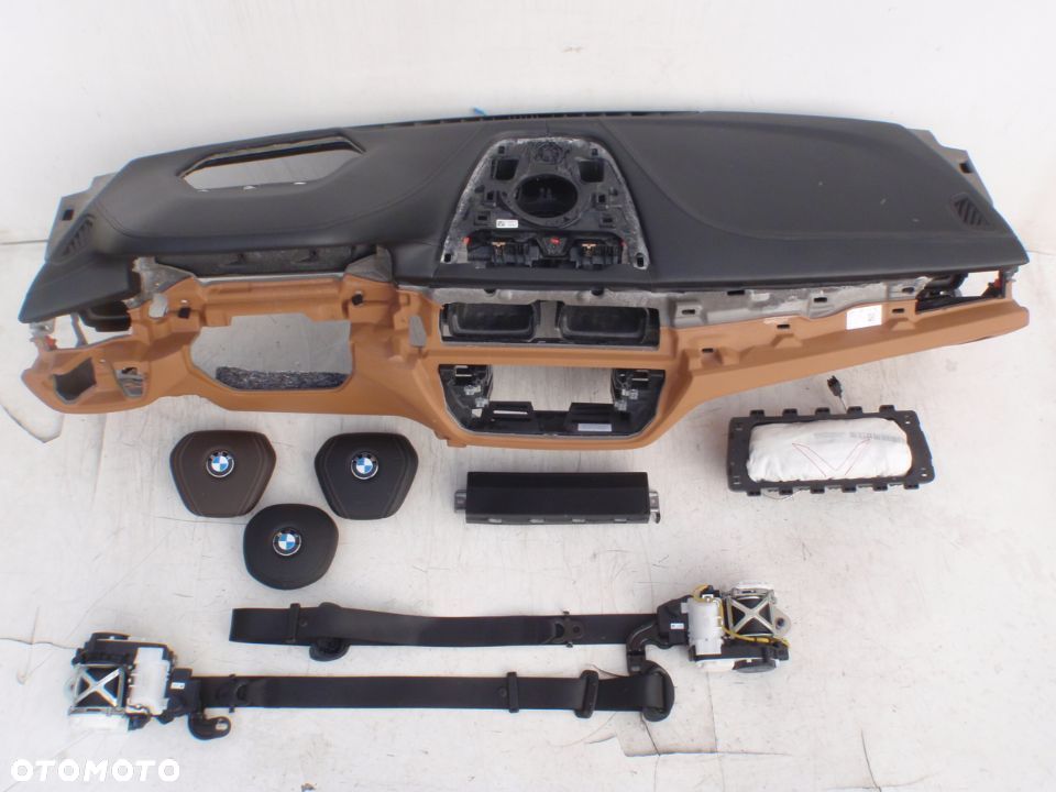 BMW 5 6 G30 G31 G32 F90 M5 DESKA KONSOLA KOKPIT PULPIT PÓŁKA PARAPET AIRBAG PODUSZKI PASY COGNAC Org - 2