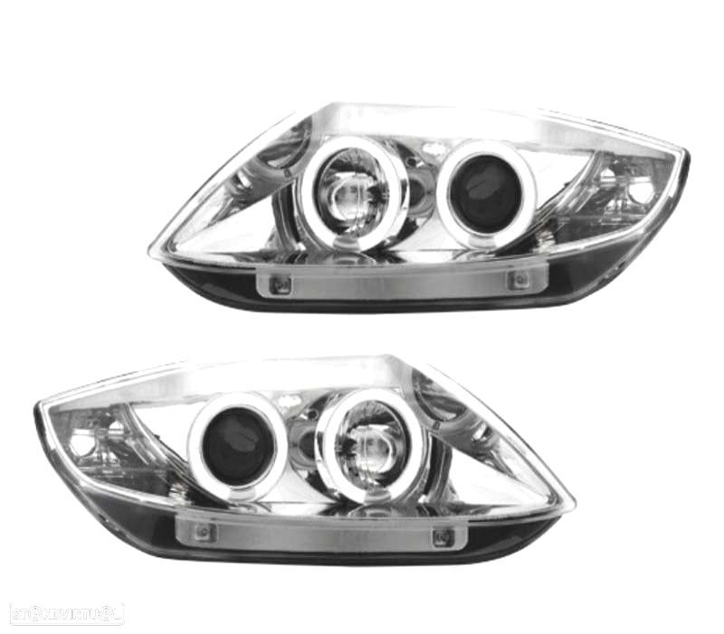 FARÓIS ANGEL EYES CCFL BMW Z4 03-09 FUNDO CROMADO - 1