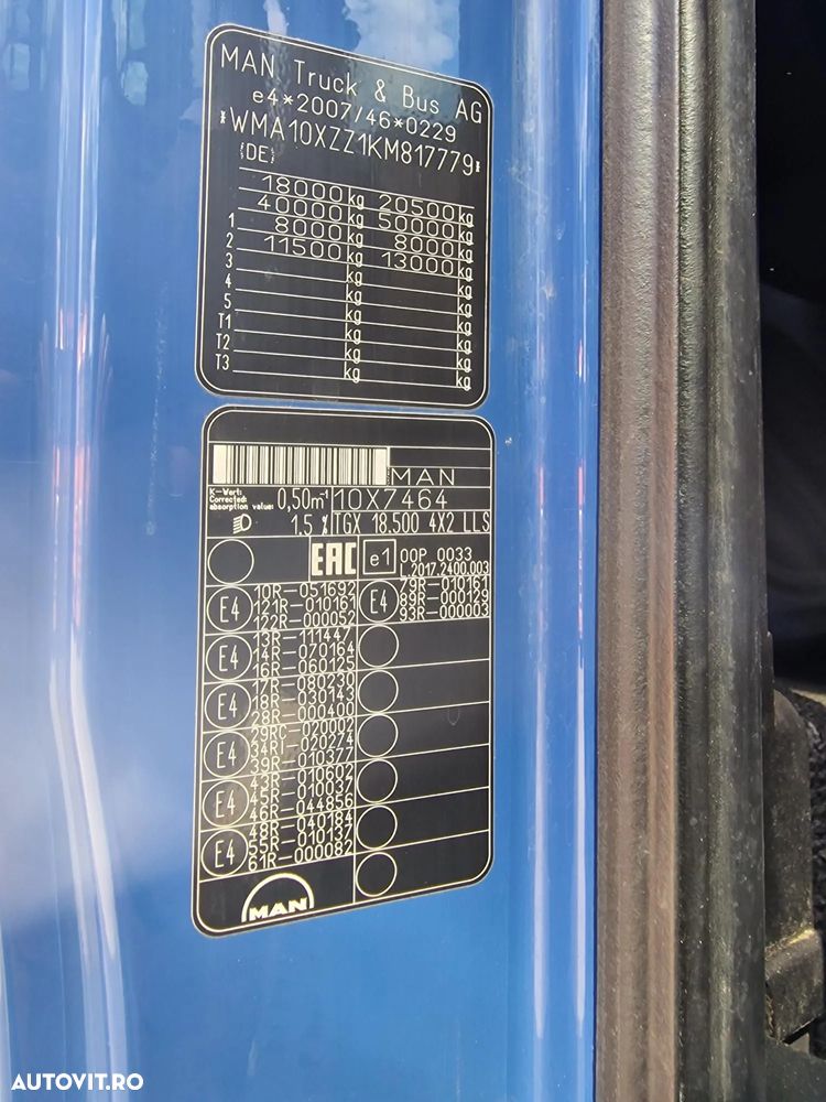 MAN TGX 18.500 4x2, 2019, 526.456km, Kit basculare-24900 Eur+Tva, AUTOMATA+INTARDER 6 trepte, cabina XLX lata, 2 paturi, goarne, FRIGIDER, Parasolar, Aeropachet, bara metalica fata, Anv balon fata, posibilitate leasing-PROMOTIE 24900 EUR+Tva - 15