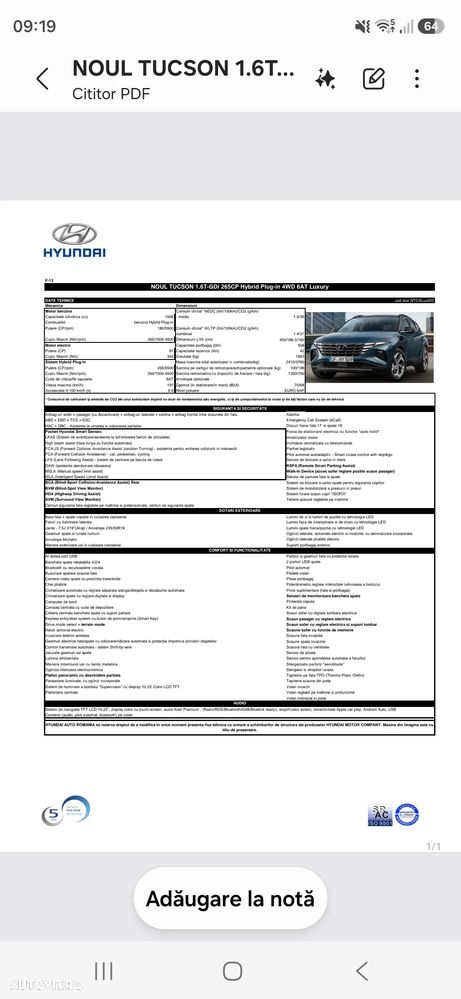 Hyundai Tucson PHEV 1.6 l 265 CP 4WD 6AT Luxury - 15