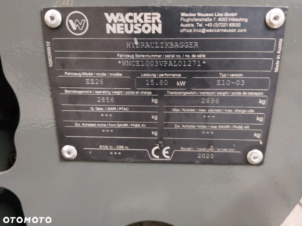 Wacker Neuson WACKER EZ 26. STAN IDEALNY.2020R. 1400MTG.PO PRZEGLĄDZIE. - 19