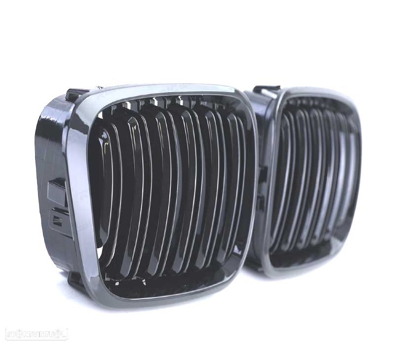 GRELHAS FRONTAIS BMW E46 SEDAN TOURING 98-01 LOOK M PRETO BRILHANTE - 3