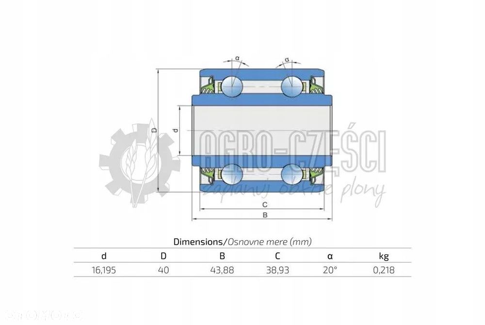 ŁOŻYSKO 16x40x44mm F04100150R, CA130, 00240216 FKL - 2