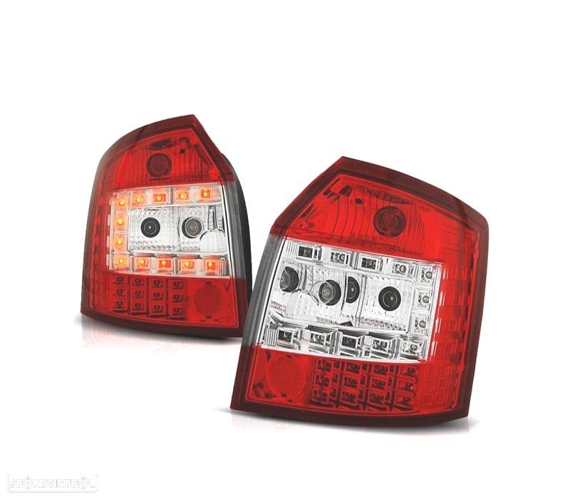 FAROLINS AUDI A4 B6 AVANT 00-04 LED VERMELHO CROMADO - 1