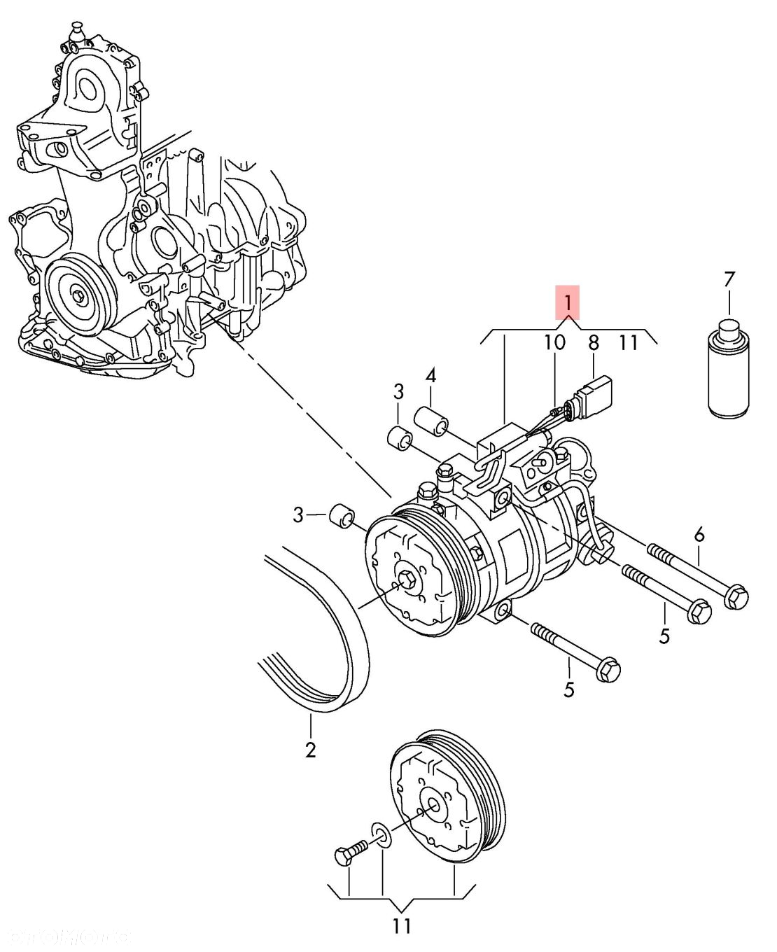 SPRĘŻARKA KLIMATYZACJI VW POLO IV 9N 1.2 12V 6Q0820803G 447180-3202 447300-8821 6SEU12C - 2