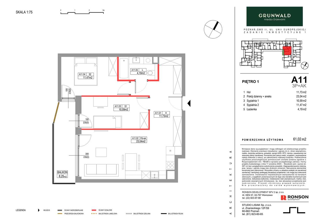 3-pokojowe mieszkanie 61m2 + balkon Bezpośrednio - Pełny obrazek: 2/11