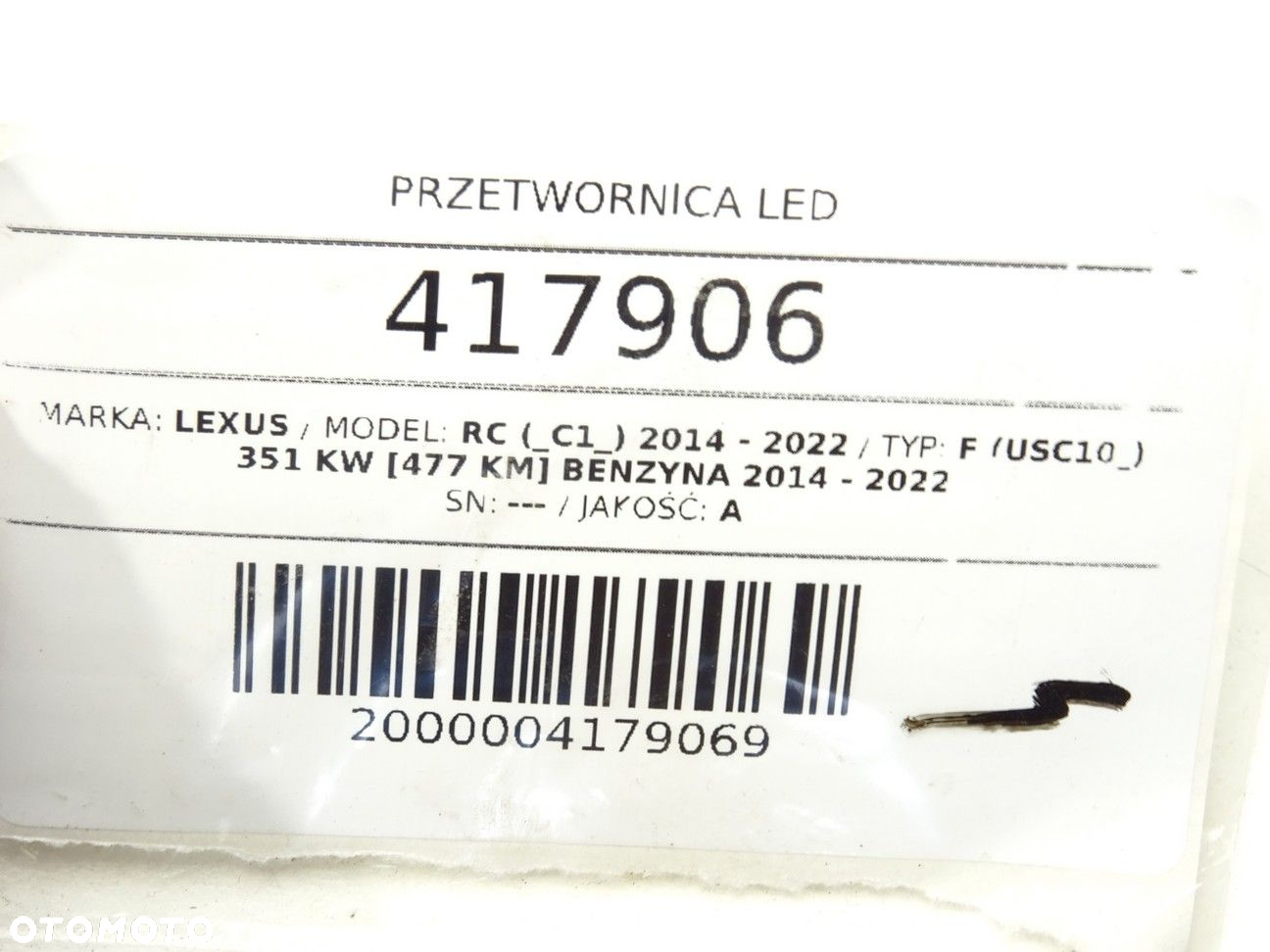 PRZETWORNICA LED - 1564.00 PLN - LEXUS RC (_C1_) 2014 - 2022 F (USC10_) 351 kW [477 KM] benzyna 2014 - 6
