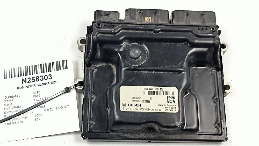 KOMPUTER SILNIKA ECU FIAT TALENTO  237104330S - 2