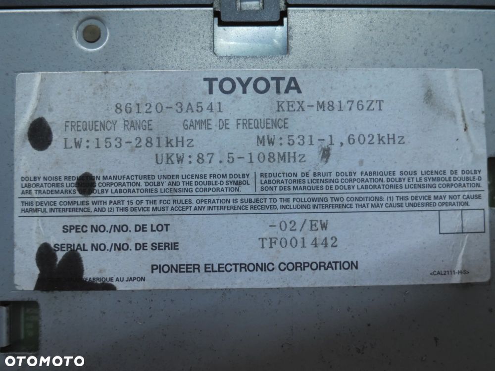 LEXUS GS300 PANEL RADIOODTWARZACZ 86120-3A541 55900-3A231 - 3