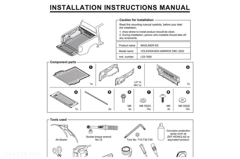 Kuweta Wanna Wykładzina Przestrzeni Ładunkowej VW AMAROK  2023- - 6