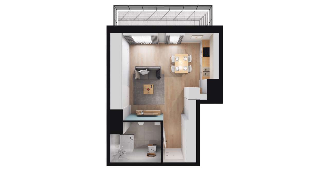 1-pokojowe mieszkanie 33m2 + balkon - Pełny obrazek: 2/14