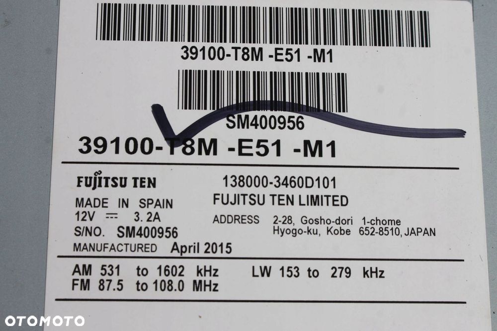 radio nawigacja gps ekran 39100-t8m-e51-m1 honda hr-v ii 15-20 - 3