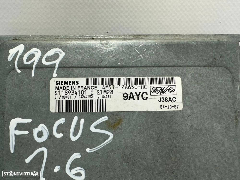 .Centralina Motor Siemens Ford 1.6 4M5112A650HC S118934101C 2003 - 2007 - 8