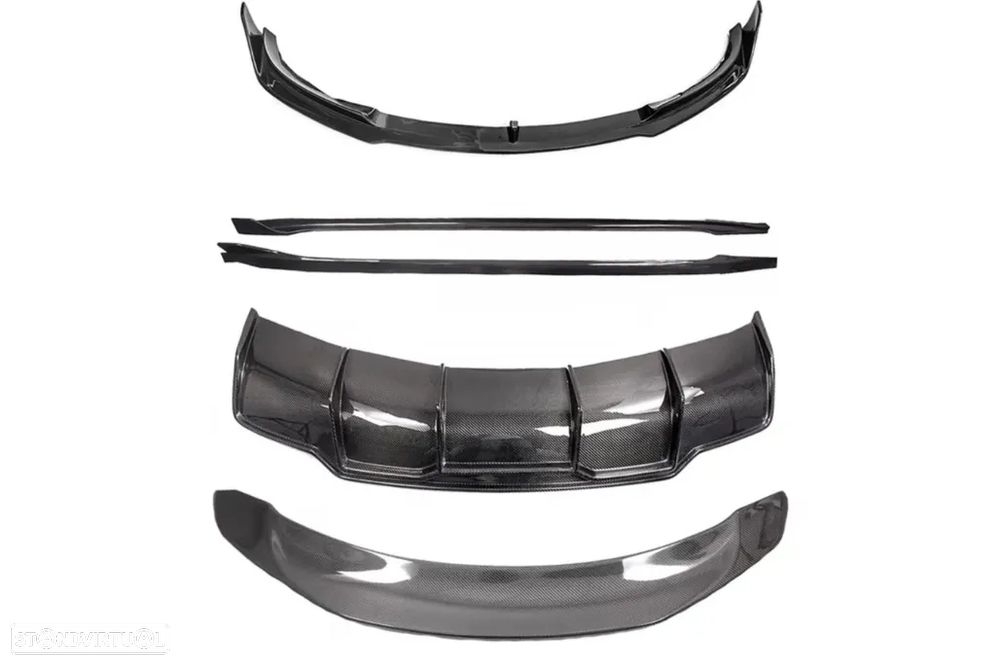 Conjunto Tesla Model 3 Spoiler, Aileron, Laminas e Difusor em Carbono - 1