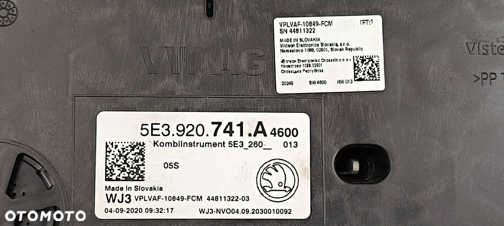LICZNIK ZEGAR SKODA OCTAVIA IV 5E3920741A - 6