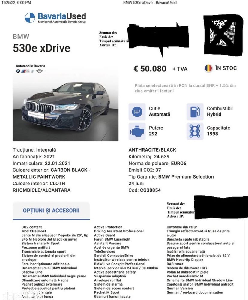 BMW Seria 5 530e xDrive AT PHEV - 2