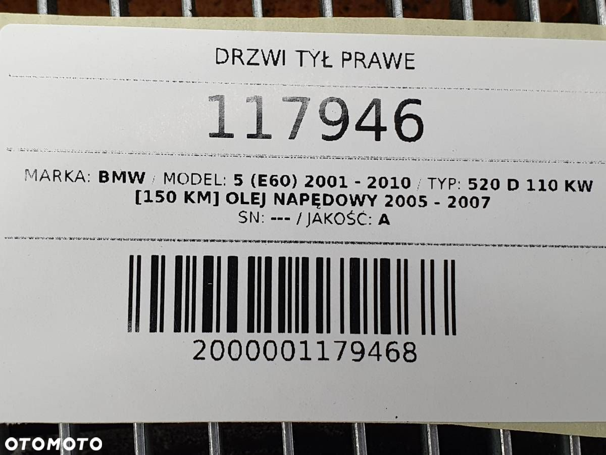 DRZWI TYŁ TYLNE PRAWE BMW E60 SPACEGRAU METALIC - 12