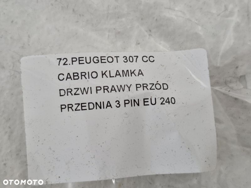 PEUGEOT 307 CC CABRIO KLAMKA DRZWI ZEWNĘTRZNA PRAWY PRZÓD PRAWA PRZEDNI 3 PIN EU - 13