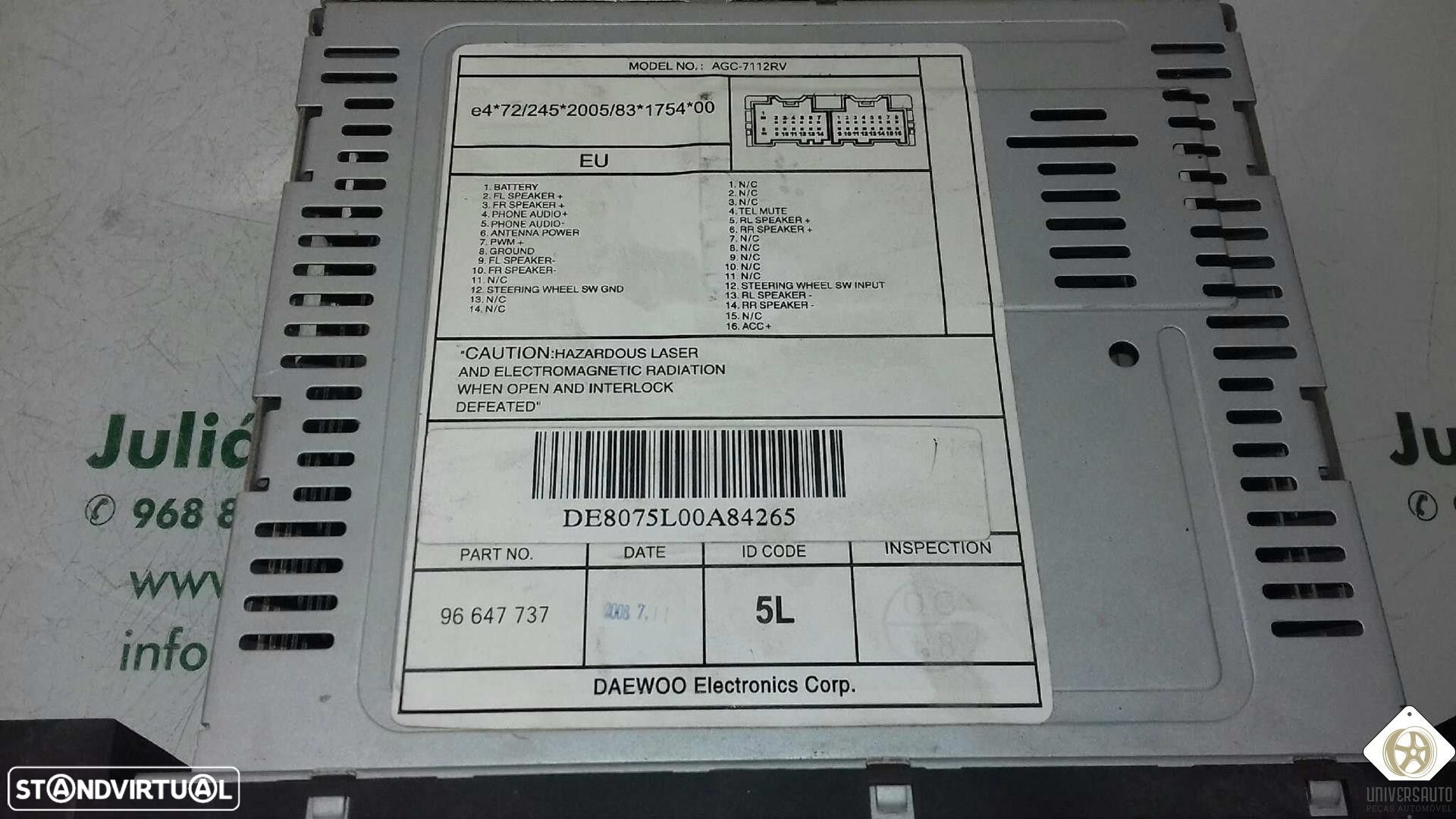 SISTEMA AUDIO / RADIO CD CHEVROLET AVEO / KALOS FASTBACK 2009 - 1