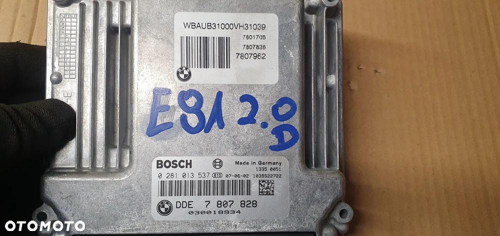 Komputer sterownik silnika BMW I E81 E87 2.0D 7807828 0281013537 - 5