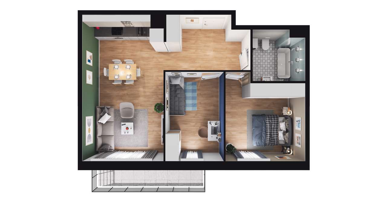 3-pokojowe mieszkanie 59m2 + balkon Bezpośrednio - Pełny obrazek: 2/23