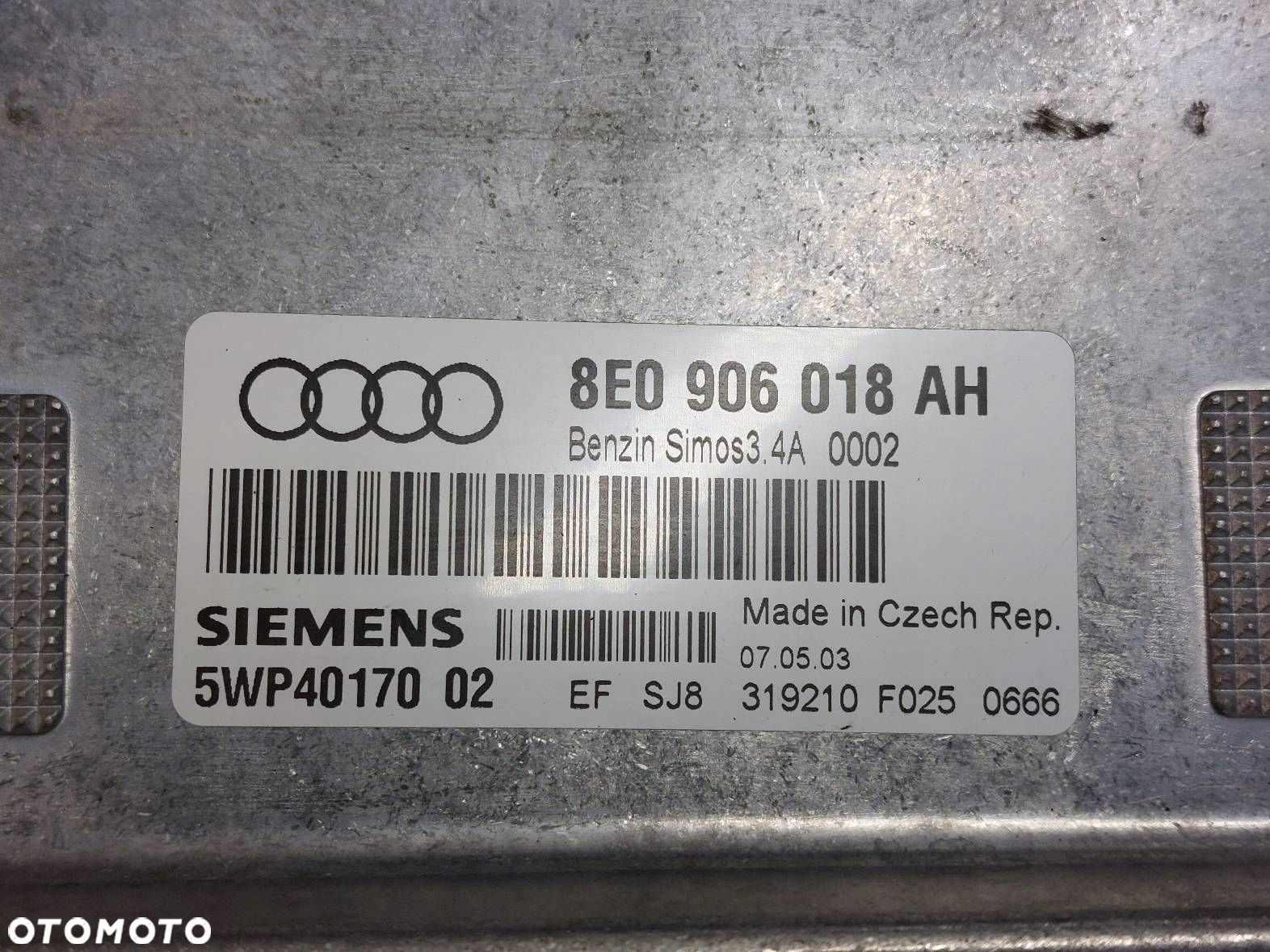 ZESTAW STARTOWY AUDI A4 B6 1.6 8V 8E0906018AH 8E0907279C 4B0905851G - 2