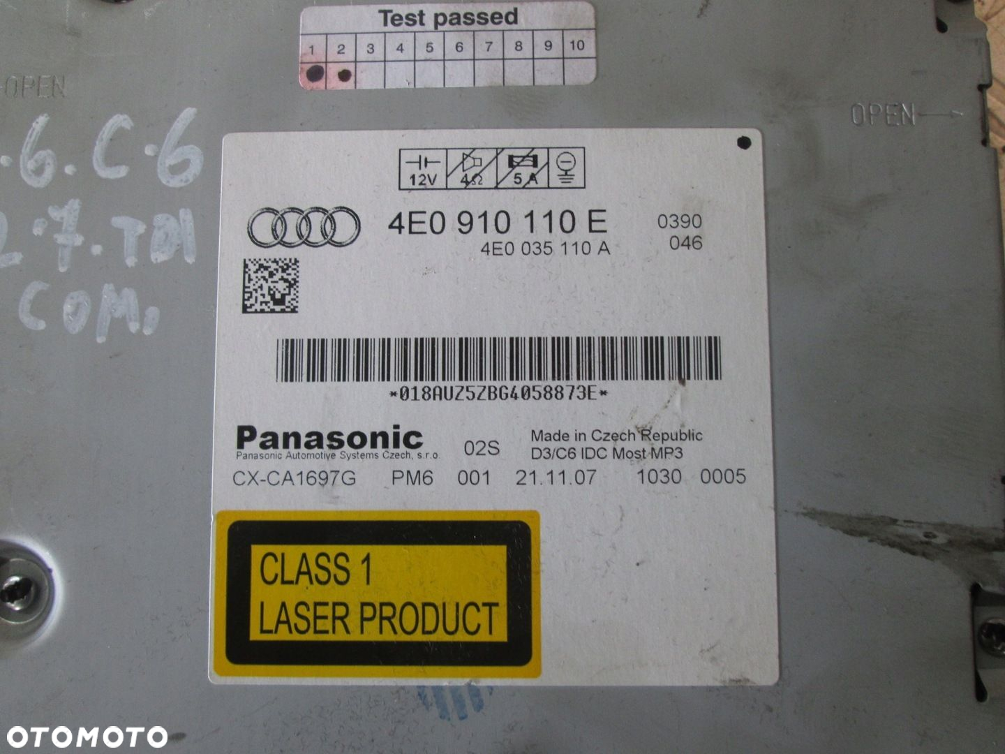 ZMIENIARKA PŁYT CD CHANGER AUDI S6 C6 A6 04-11 4E0035110A - 4