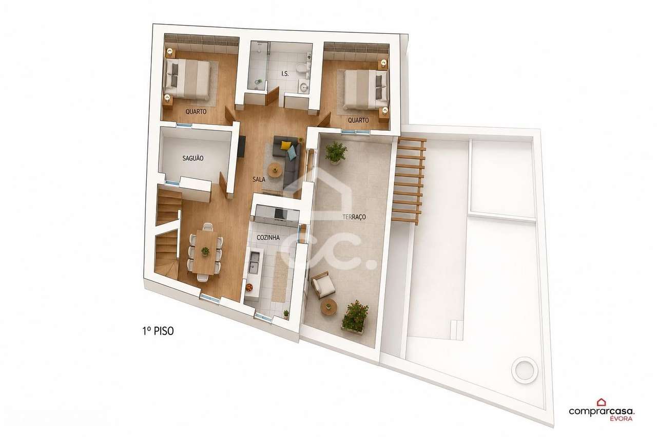 Moradia Bifamiliar T2 de 1º andar Recuperada c/ Acabamentos Premium e - Grande imagem: 4/9