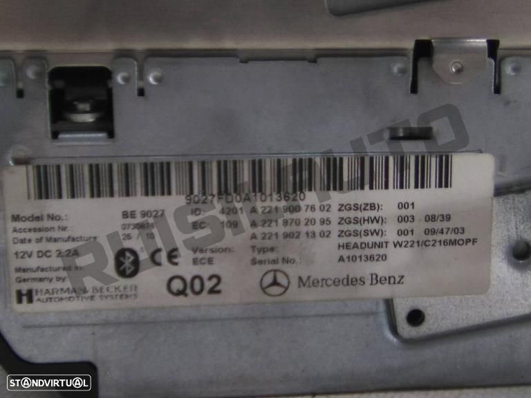 Leitor Cd A22190_07602 Mercedes S W221 Sedan [2005_2013] S 350 - 8