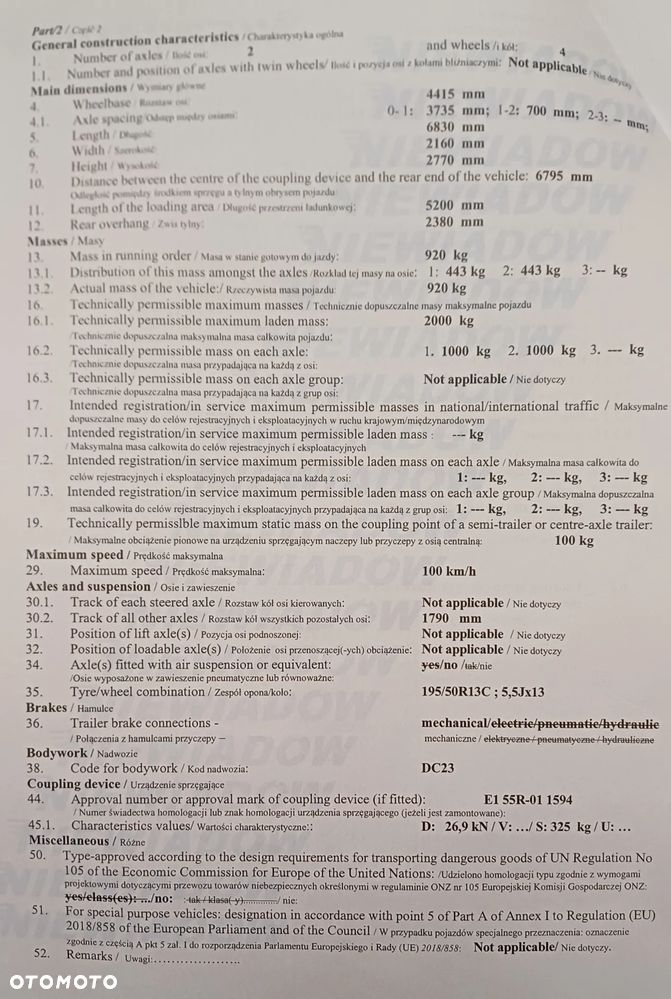 Używany Niewiadów B3500 n5 2023 - 44 500 PLN - Otomoto.pl