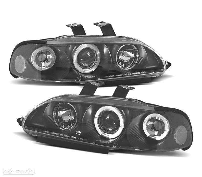 FARÓIS HONDA CIVIC 91-95 4D ANGEL EYES FUNDO PRETO - 1