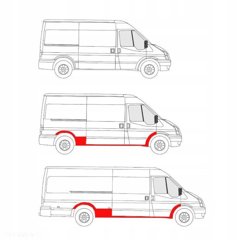 Reperaturki / progi / zestaw Ford Transit 00 - 13 wersja L3 / L4 PRAWA - 1