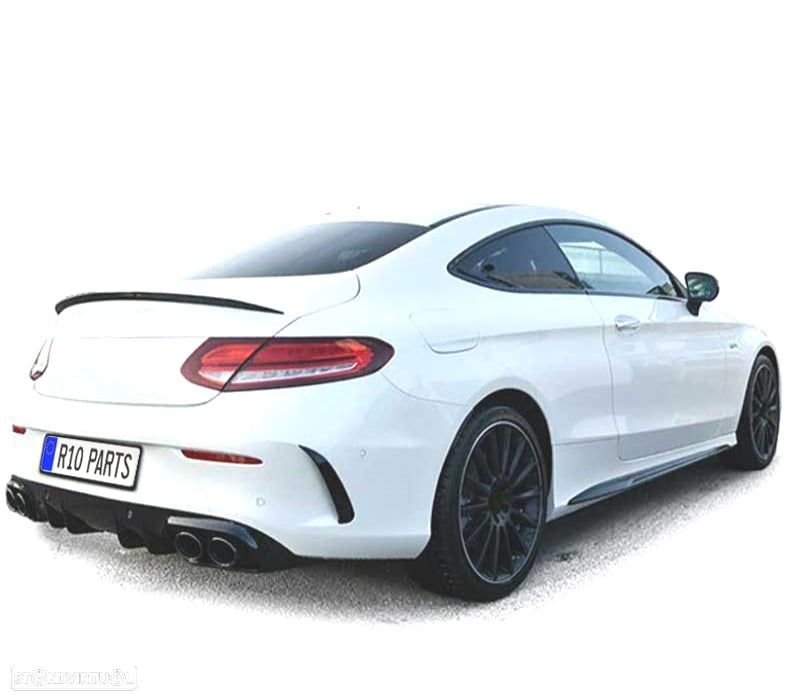 DIFUSOR MERCEDES CLASE C C205 COUPÉ 14-18 LOOK AMG PDC + PONTEIRAS DE ESCAPE PRETAS - 2