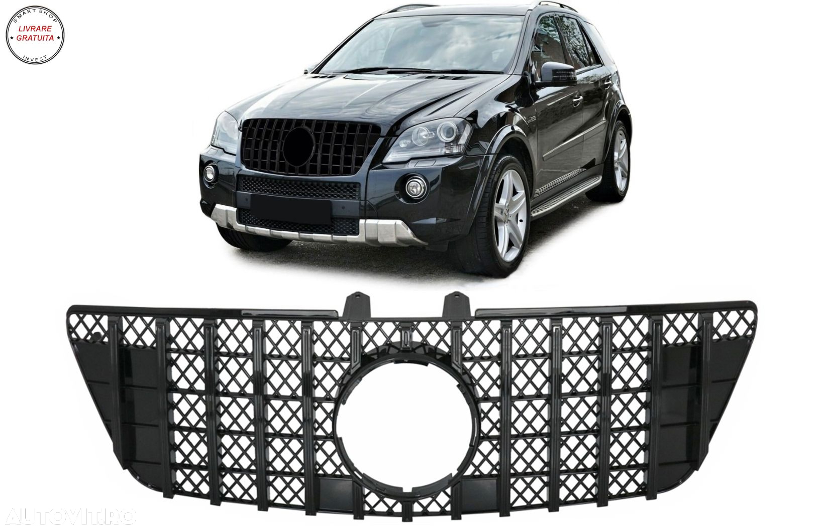 Grila centrala compatibila cu Mercedes ML W164 Facelift (07.2008-2011) Negru GTR P- livrare gratuita - 5
