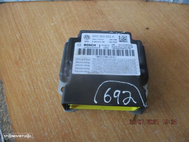 Modulo Airbag 6R0959655K VW POLO 5 2010 SEAT IBIZA 6J 2011 1.6TDI 90Cv 3P Preto - 4