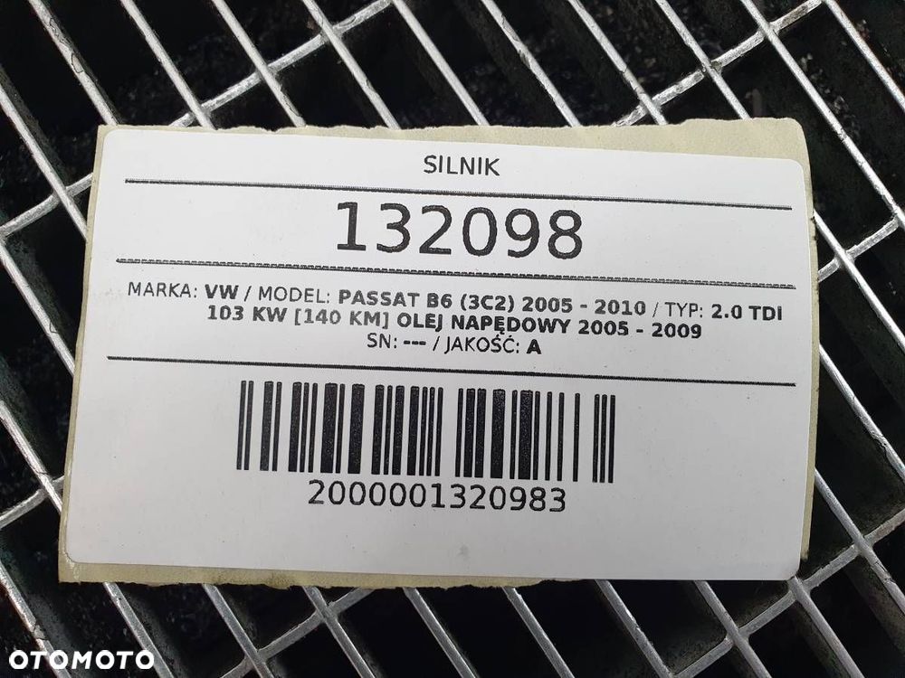 SILNIK KOMPLETNY BKP 2.0 TDI 140 VW PASSAT B6 - 8