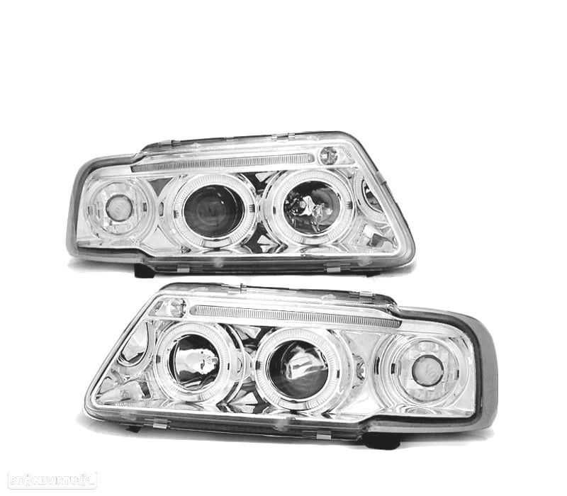 FARÓIS FRONTAIS ANGEL EYES AUDI A3 8L 96-00 CROMADO - 1