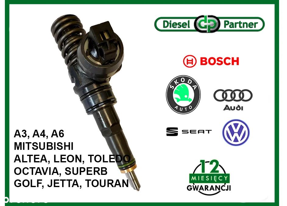 Bosch 03G130073G+, 0414720404 pompowtryskiwacz do A3, A4, A6, MITSUBISHI, ALTEA, LEON, TOLEDO, OCTAVIA, SUPERB, GOLF, JETTA, TOURAN - 1