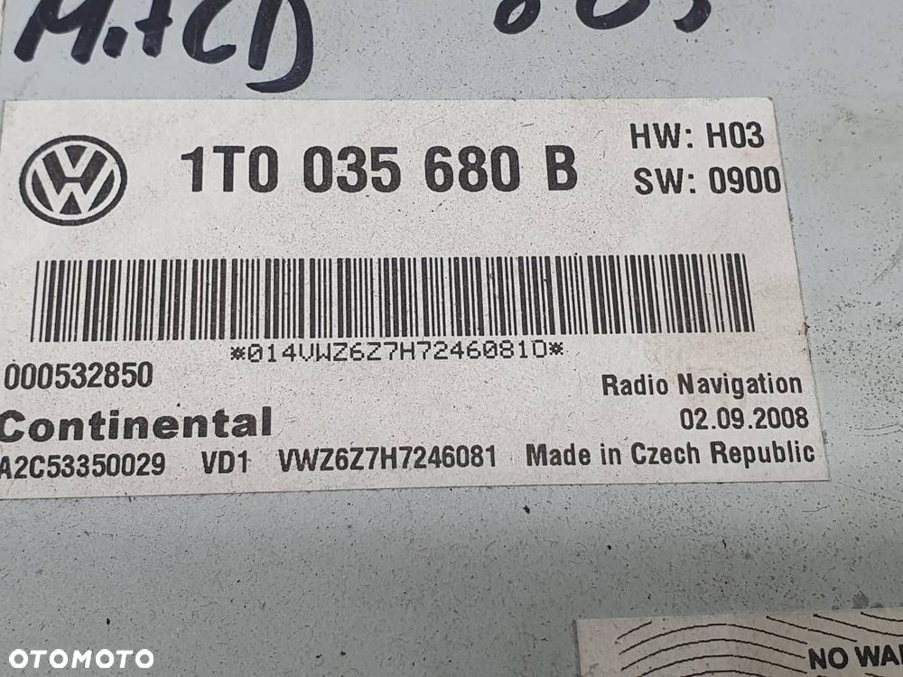 RADIO NAWIGACJA NAVI VW TOURAN 1T1 1T0035680B EUROPA - 5