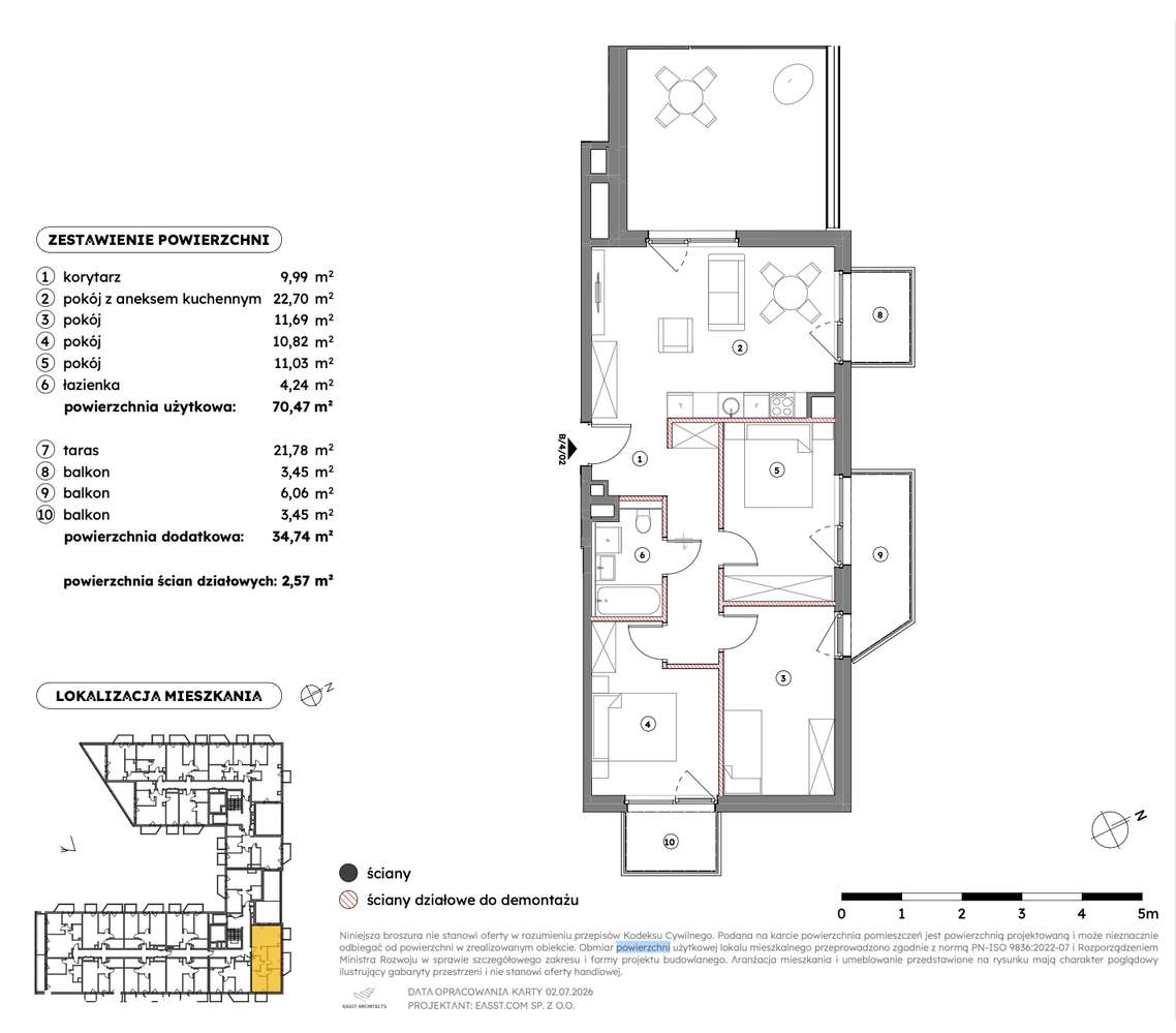 4 POKOJE | 70,47 M² | TARAS 21,78 M² + 3 BALKONY | PIATKOWO