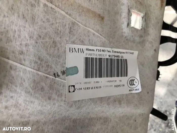 Plafon interior textil crem sau gri BMW F10 520d 2010-2016 seria 5 518d 525d 530xd fără trapa - 4