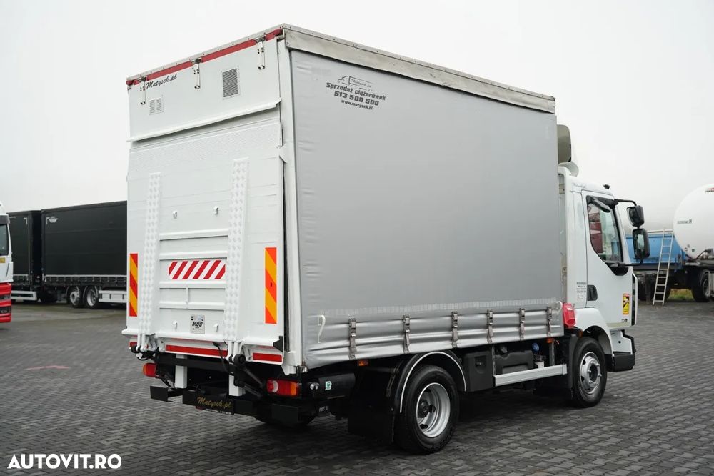 Renault MIDLUM 220 DXI / CAROSERIE CU PRELATĂ - 3,7 M / CAMION RIGID / PLATFORMĂ HIDRAULICĂ MBB - 750 KG / CUTIE DE VITEZE AUTOMATĂ / PODEA DIN OȚEL / - 6