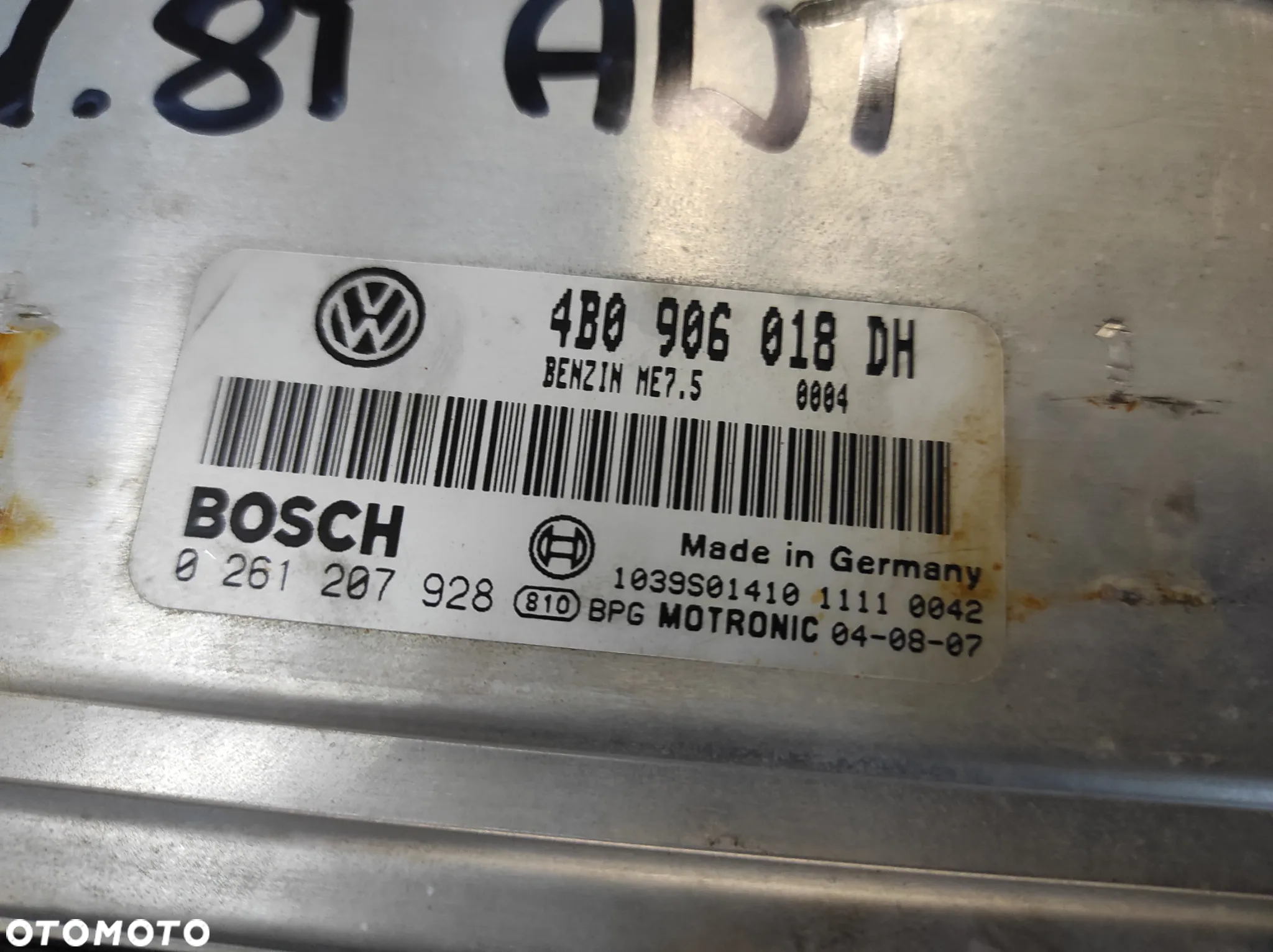 KOMPUTER STEROWNIK SILNIKA 1.8 T AWT 4B0906018DH BENZIN ME7.5 0261207928 WYSYŁKA !!!! - 2