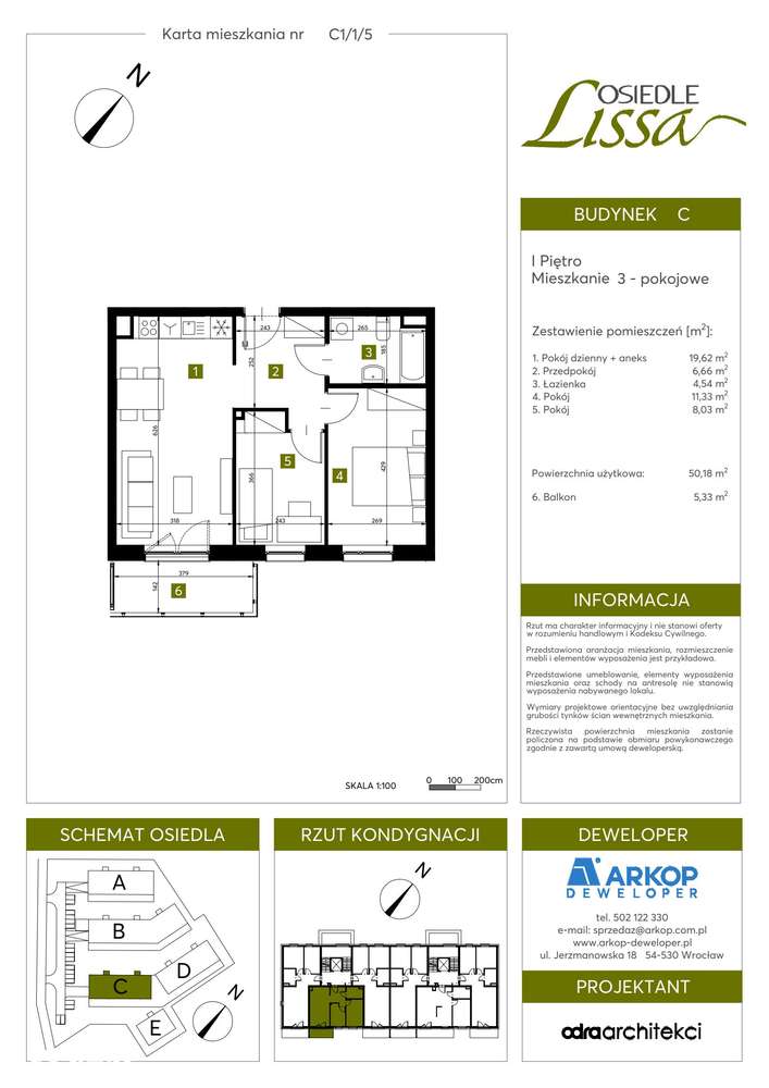 3-pokojowe mieszkanie 50m2 + balkon Bezpośrednio - Pełny obrazek: 2/13