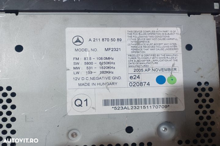 Radio cd A2118705089 MX1253 Mercedes-Benz E-Class W211 [facelift] [20 - 4