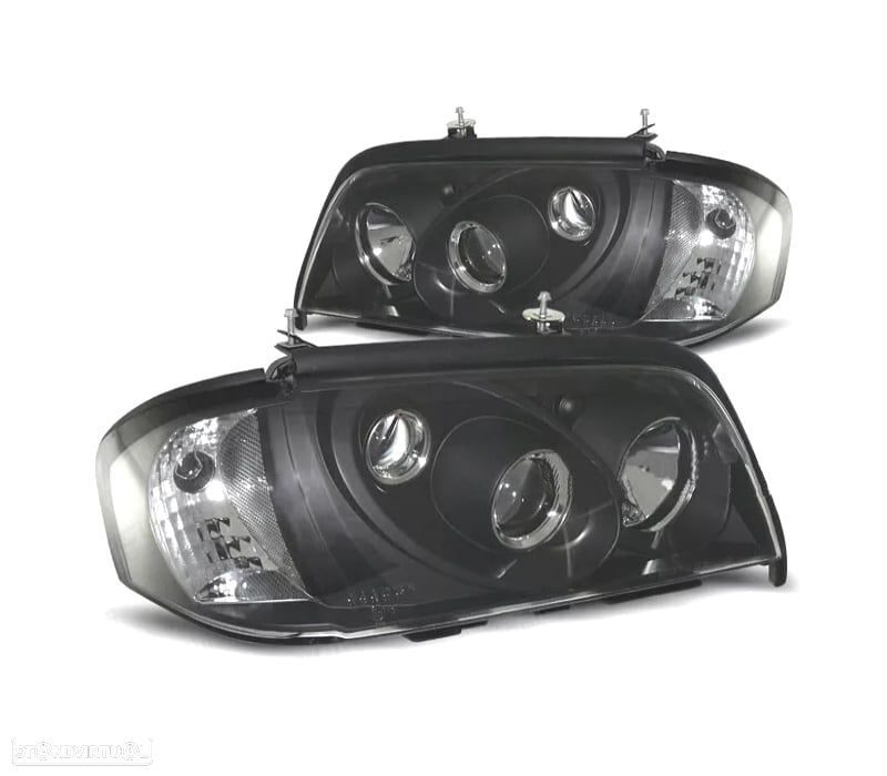 FARÓIS PROJETOR + PISCAS MERCEDES C W202 93-00 PRETO VIDRO LISO - 1