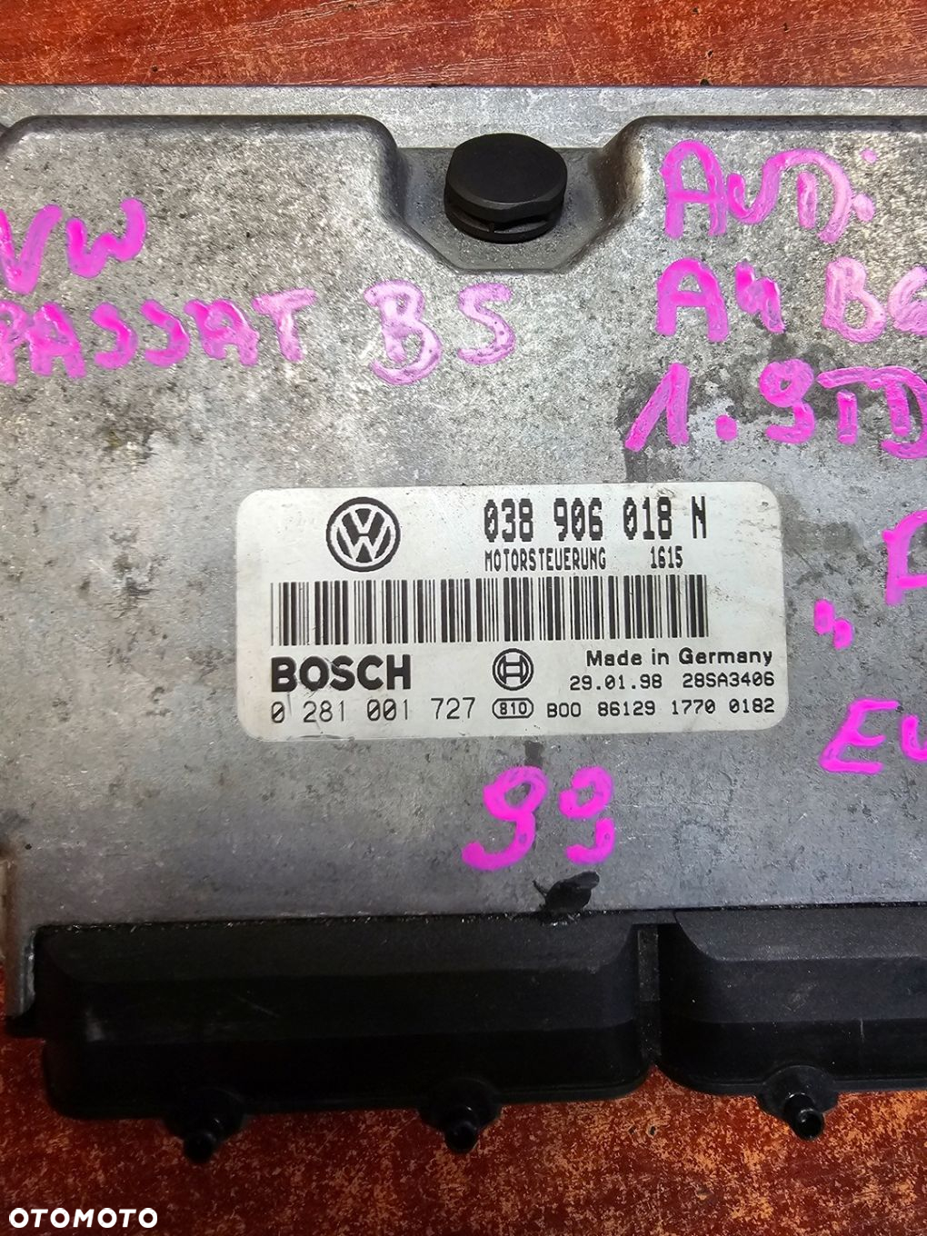 STEROWNIK SILNIKA KOMPUTER VW PASSAT B5 AUDI A4 B6 1.9TDI 038906018N - 3