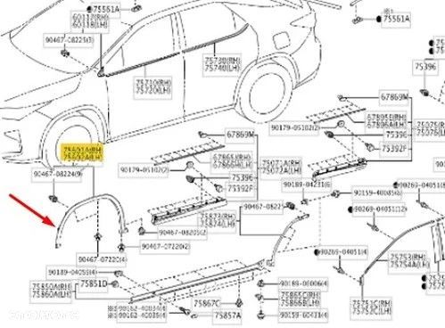 Listwa Lexus RX450H 15-22r. prawy przedni rant nadkola błotnika nakładka prawy przód nowy orginalny - 1