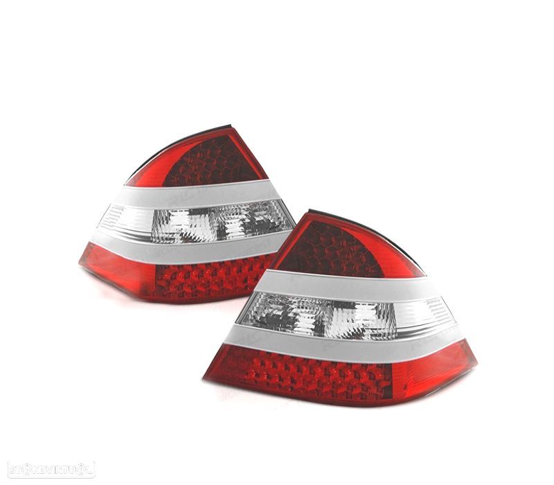 FAROLINS TRASEIROS PARA MERCEDES CLASSE S W220 02-05 LED VERMELHO CROMADO - 1