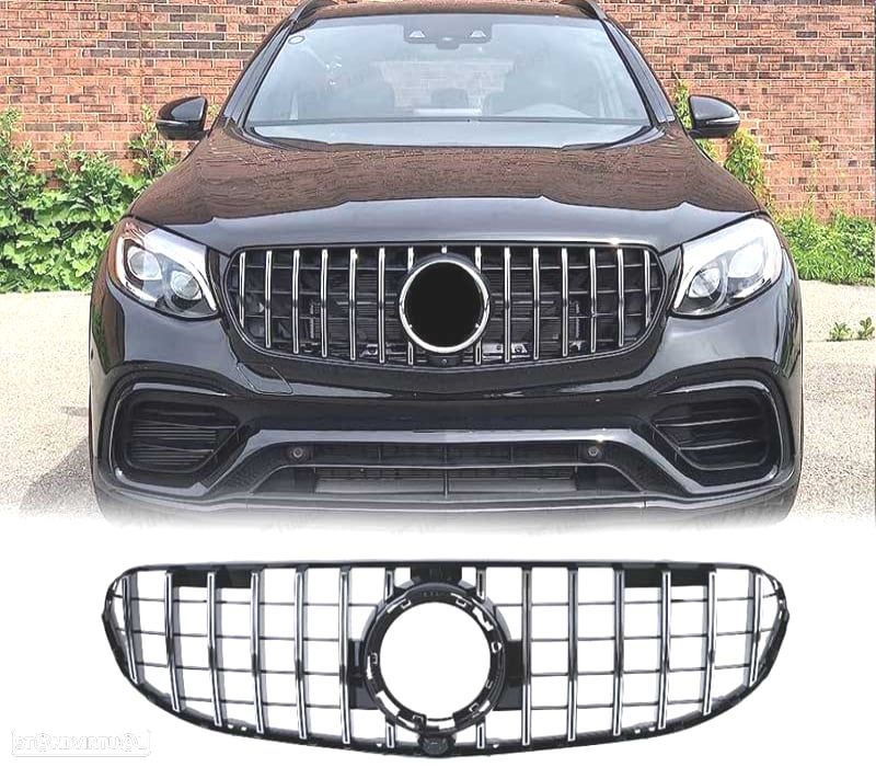 GRELHA FRONTAL MERCEDES GLC X253 SUV 20- LOOK AMG PRETO CROMADO PLASTICO ABS - 1